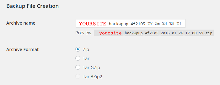 BackWPup Job Archive